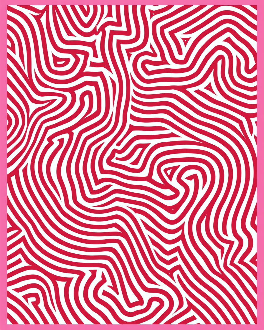 Bright Red White Wavy Stripes Rug