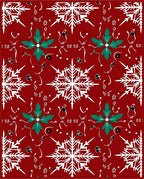 Red White Snowflake Poinsettia Medallion Rug
