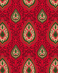 Crimson Emerald Arabesque Scroll Rug