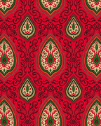 Crimson Emerald Arabesque Scroll Rug