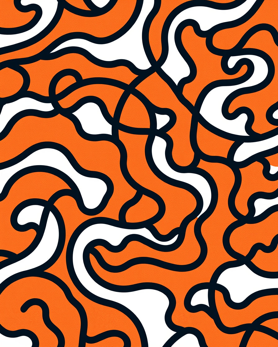 Bold Orange Flowing Abstract Rug
