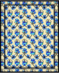Blue Floral Arch Motif Rug