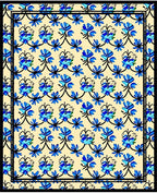 Blue Floral Arch Motif Rug