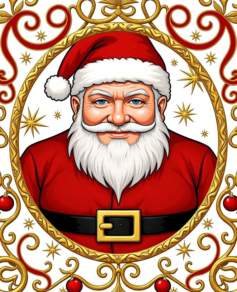 Vintage Santa Claus Red Orb Emblem Rug
