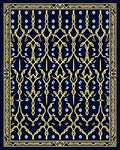Ornate Yellow Blue Detailed Border Rug