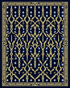 Ornate Yellow Blue Detailed Border Rug