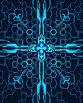 Electric Blue Hexagonal Symmetrical Spires Rug