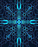 Electric Blue Hexagonal Symmetrical Spires Rug
