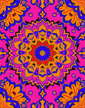 Vibrant Pink Orange Blue Mandala Rug