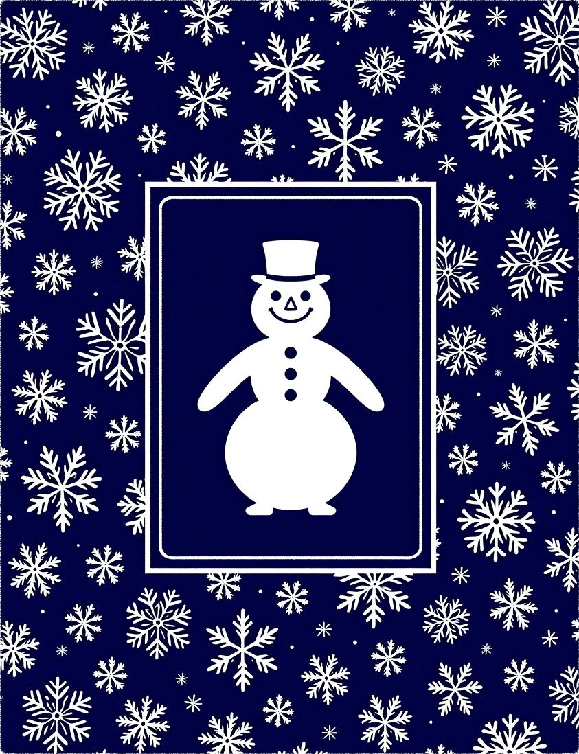 Winter Snowman Snowflake Navy Rug