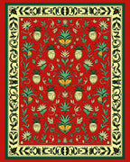 Crimson Pineapple Floral Botanical Imagery Rug
