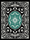 Classic Teal Floral Inlay Border Rug