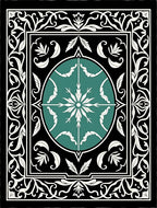 Classic Teal Floral Inlay Border Rug