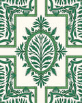 Emerald Green Floral Vine Medallion Rug