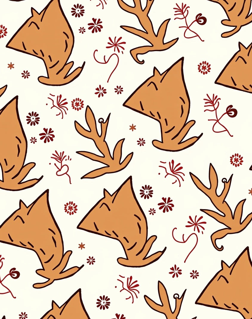 Terracotta Coral Branch Botanical Whimsy Rug