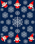 Festive Red Gnomes Snowflakes Navy Rug