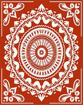 Crimson Radial Mandala Art Rug
