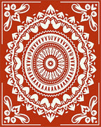 Crimson Radial Mandala Art Rug
