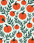 Orange Pumpkin Vine Repeating Pattern Rug