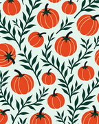 Orange Pumpkin Vine Repeating Pattern Rug