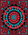 Rebel Red Cyan Mandala Aura Rug