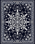 Navy White Snowflake Medallion Frame Rug