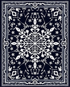 Navy White Snowflake Medallion Frame Rug