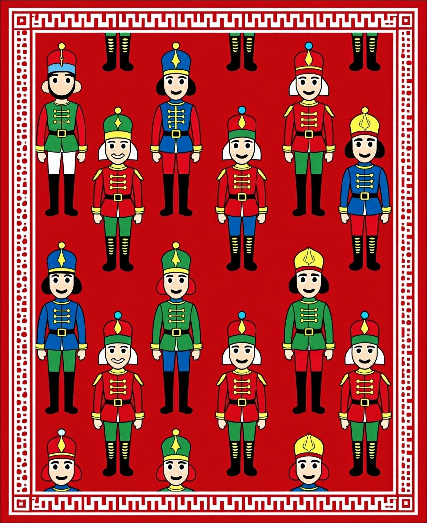 Cheery Nutcracker Soldier Red Cream Rug