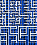 Bold Blue White Geometric Maze Rug
