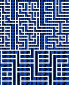 Bold Blue White Geometric Maze Rug