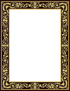 Dark Brown Gold Floral Scroll Border Rug