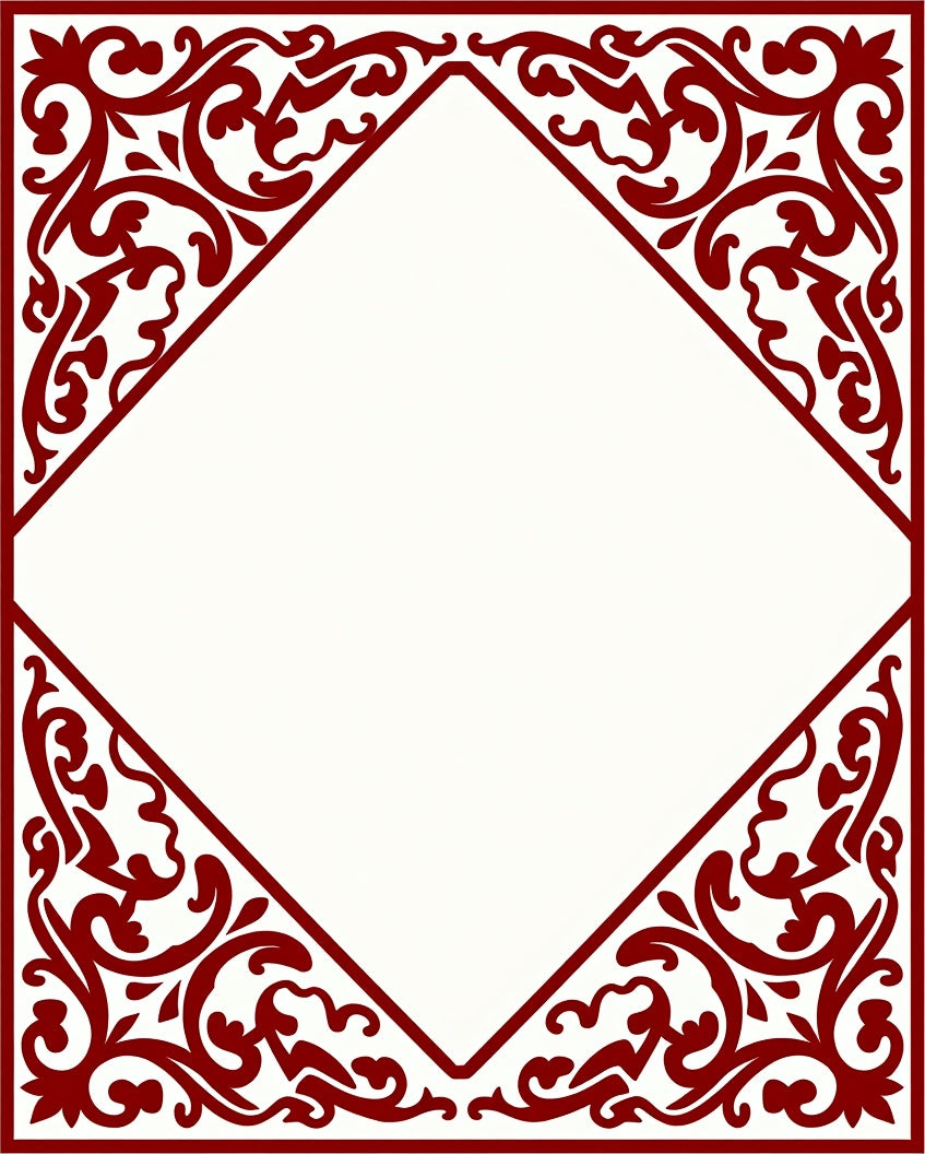 Crimson Filigree Corner Square Rug