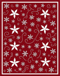 Crimson White Star Snowflake Swirl Accents Rug