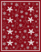 Crimson White Star Snowflake Swirl Accents Rug
