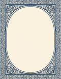 Classic Blue Ornate Oval Border Rug