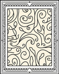 Cream Black Swirl Leaf Scroll Frame Rug