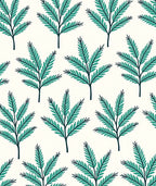 Teal Fern Frond Repeat Rug