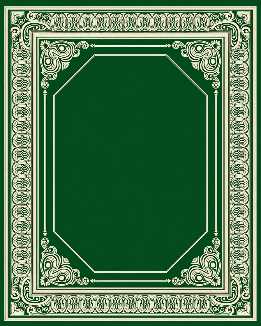 Emerald Ivory Ornate Octagon Border Rug