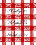 Red White Gingham Holiday Text Rug