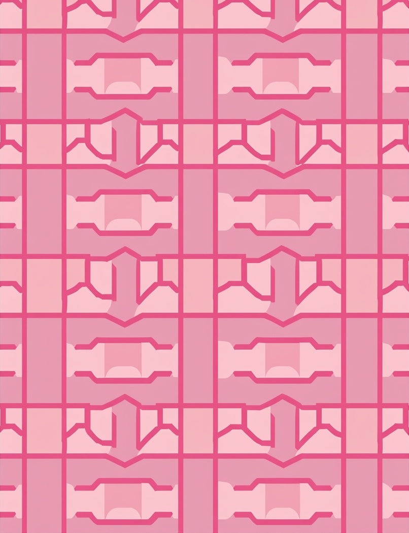 Pink Geometric Abstract Lattice Rug