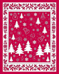 Vibrant Red Christmas Tree Snowflakes Rug