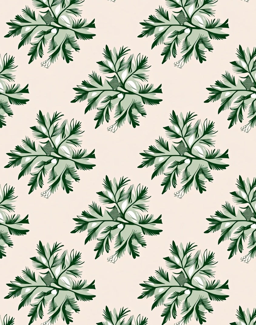 Emerald Green Fern Botanical Repeat Rug
