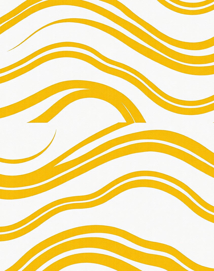 Golden Wavy Stripe Abstract Rug