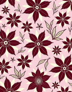 Maroon Floral Medallion Cream Background Rug
