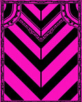 Bold Pink Black Chevron Geometric Frame Rug