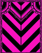 Bold Pink Black Chevron Geometric Frame Rug