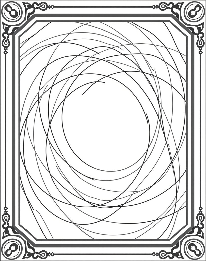 Monochromatic Swirling Line Border Accent Rug