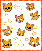 Playful Orange Cat Faces All Over Rug