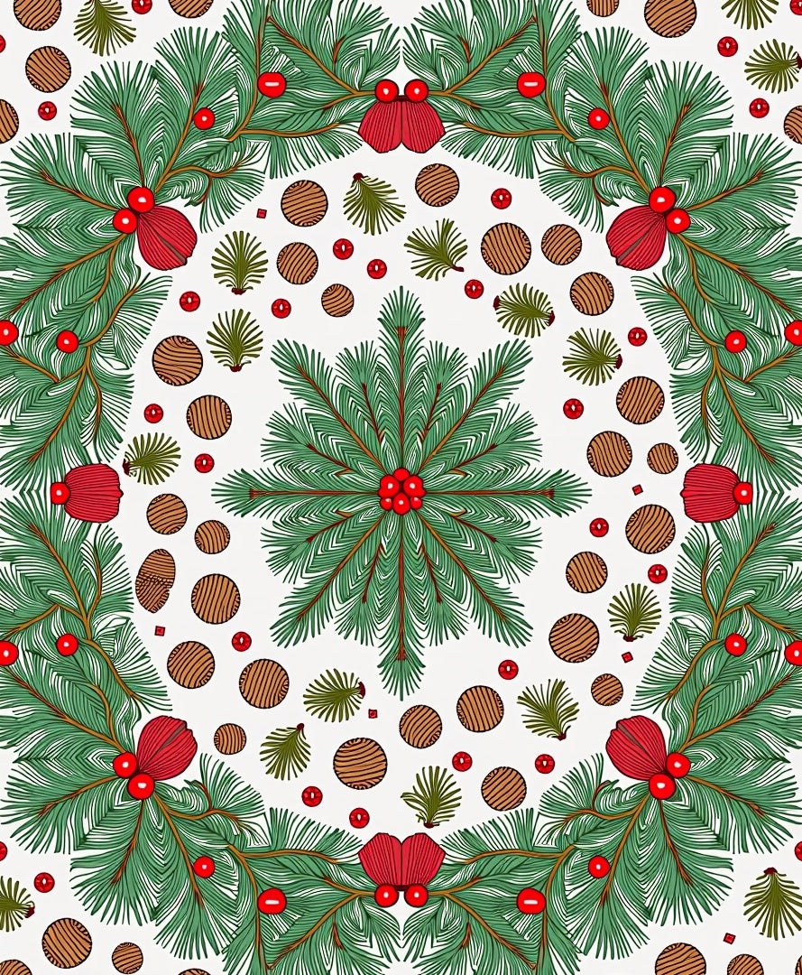 Evergreen Berry Holly Garland Rug