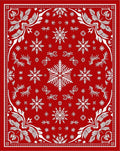 Festive Red Snowflake Christmas Scape Rug